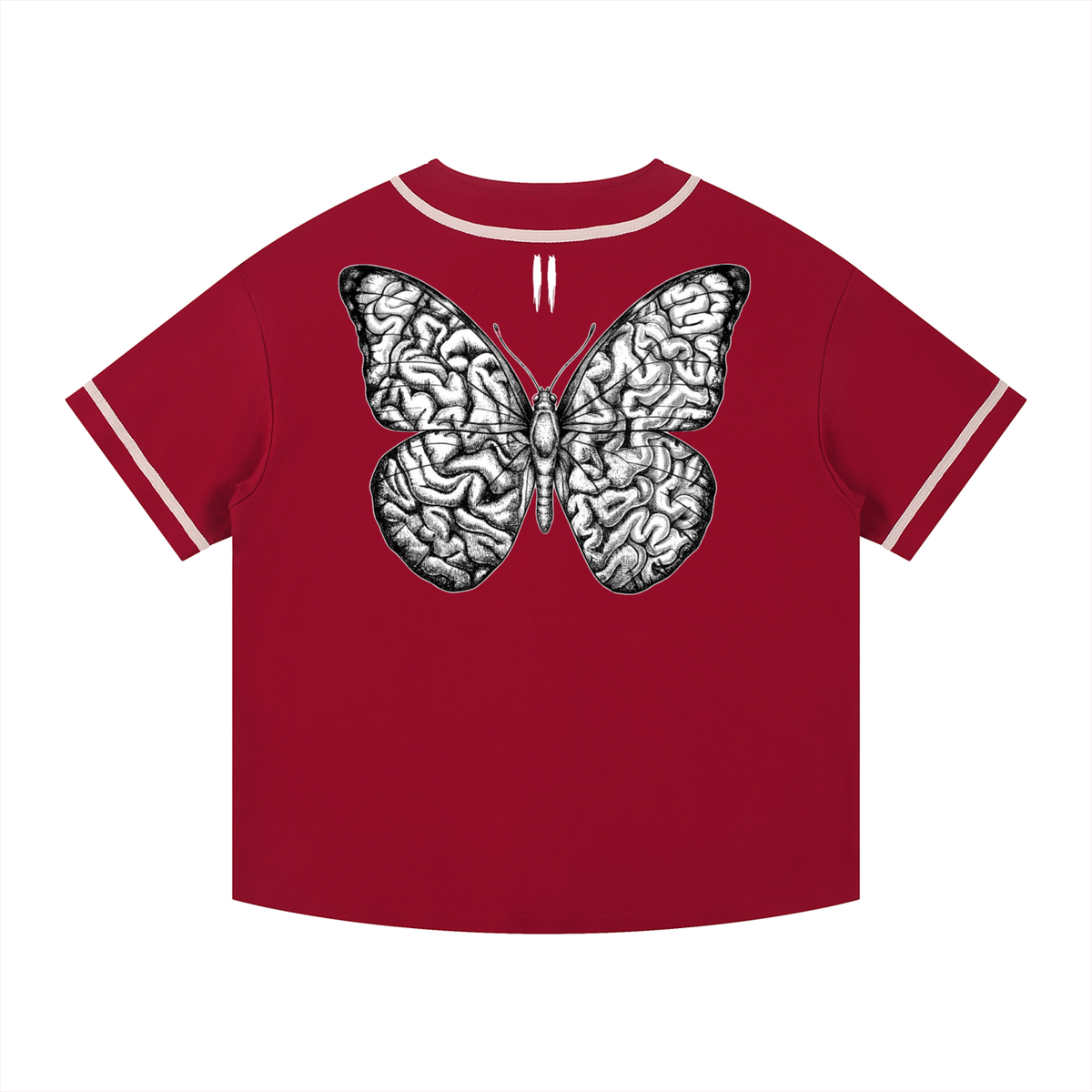 buttonupjersey,baseballjersey,butterfly,masternumber,eleven,contrastpiping,minimalgraphic,veteranowned,everydaywear,unisex